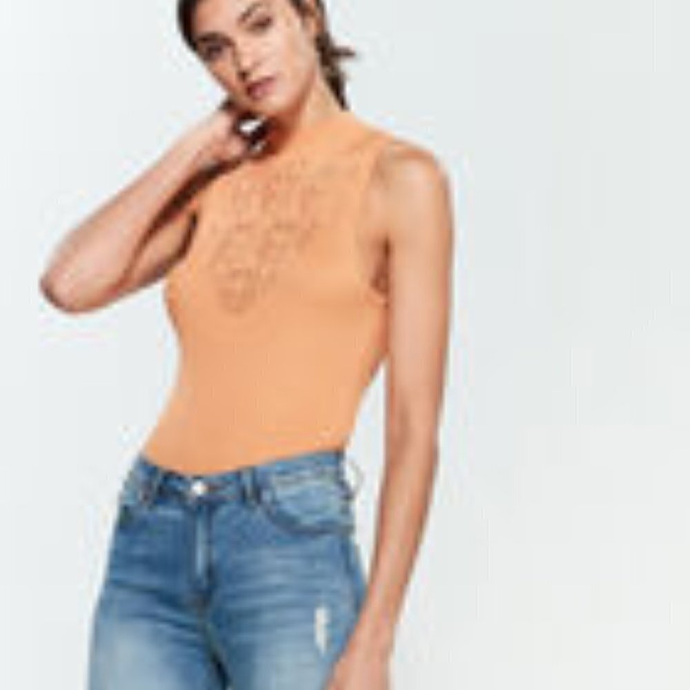 Free People On point Orange Bodysuit